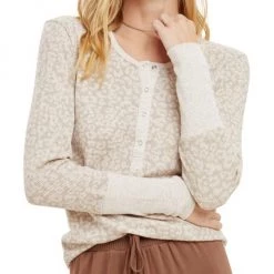 Splendid Forever Leopard Henley Cardigan
