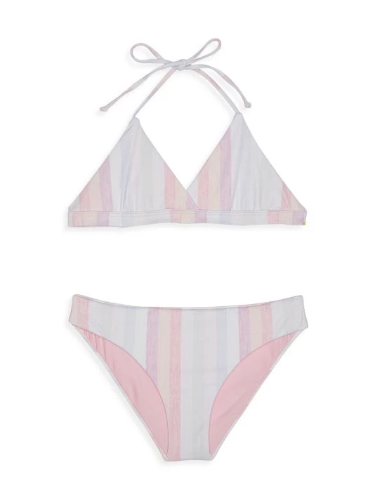 Splendid Girl's Heather Ombre Stripe 2-Piece Bikini Set For Kids