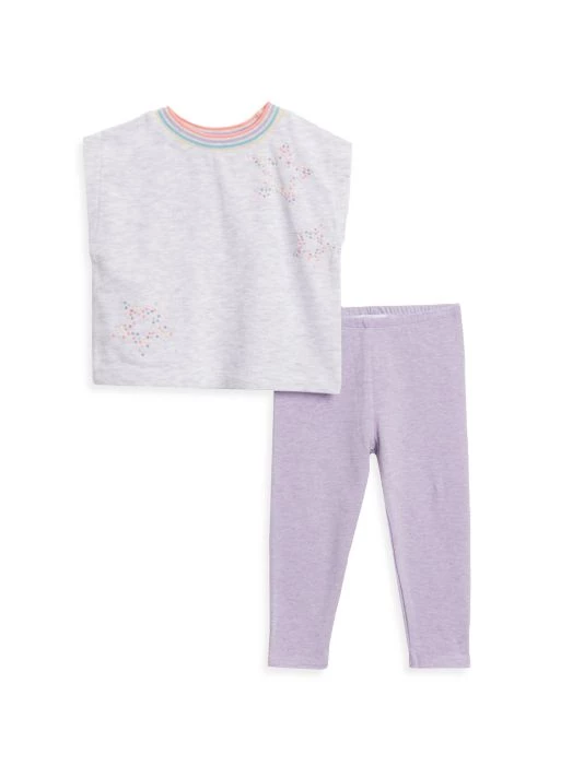 Splendid Little Girl's Dotted Star 2-Piece Top & Leggings Set For Kids